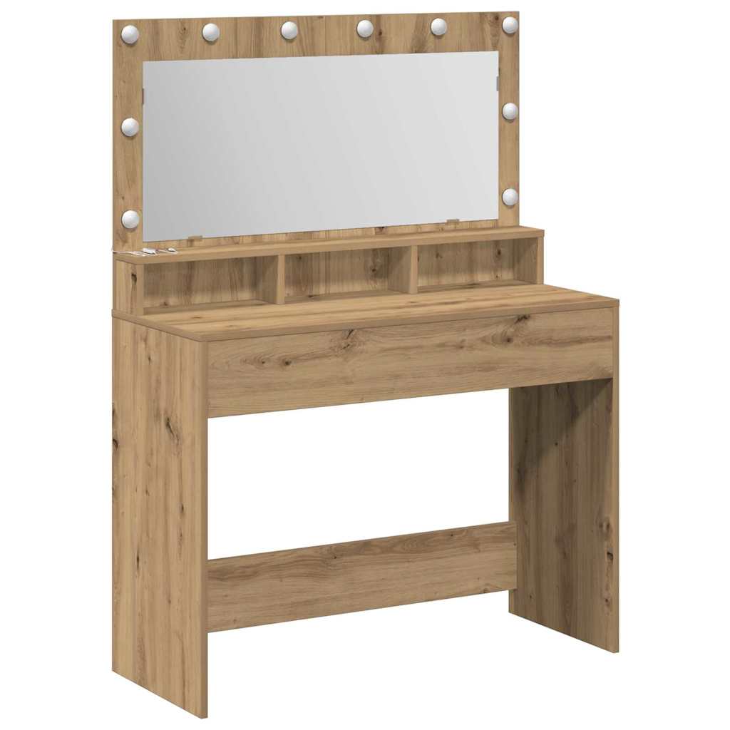 vidaXL Toaletka z półką Z lustrem Dąb rzemieślniczy 100 x 41 x 135 cm
