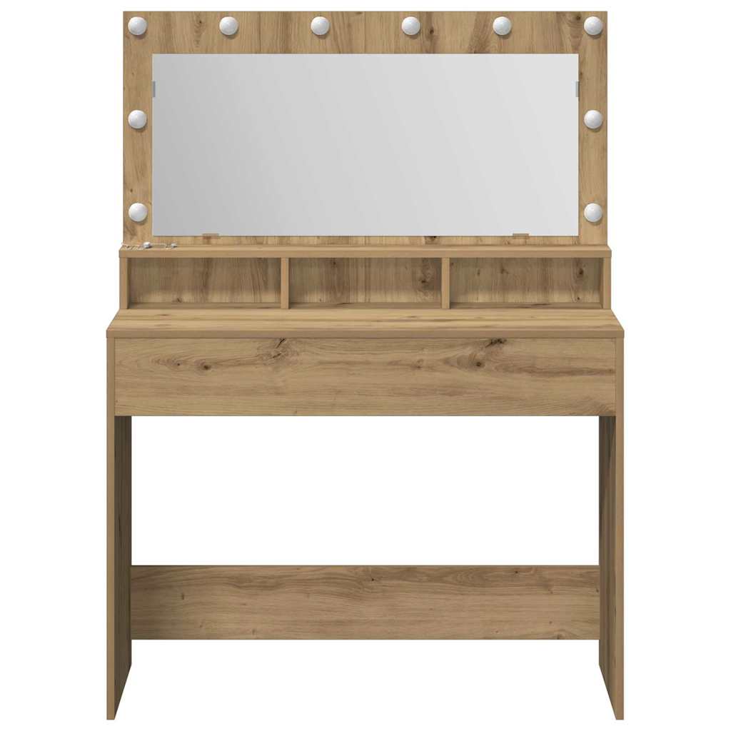 vidaXL Toaletka z półką Z lustrem Dąb rzemieślniczy 100 x 41 x 135 cm