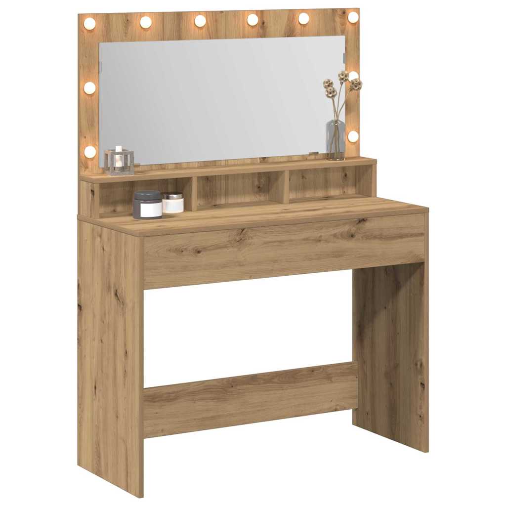 vidaXL Toaletka z półką Z lustrem Dąb rzemieślniczy 100 x 41 x 135 cm