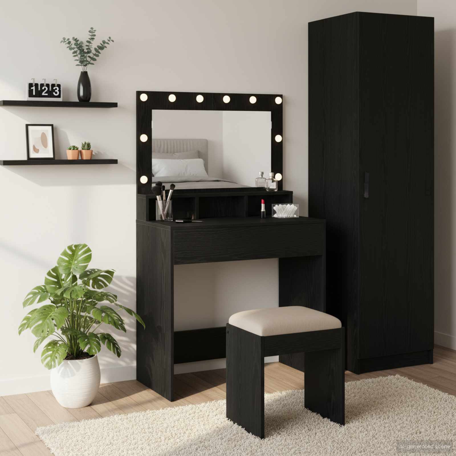 vidaXL Toaletka Czarny Dąb 75,5 x 41 x 135 cm Materiał drewnopochodny