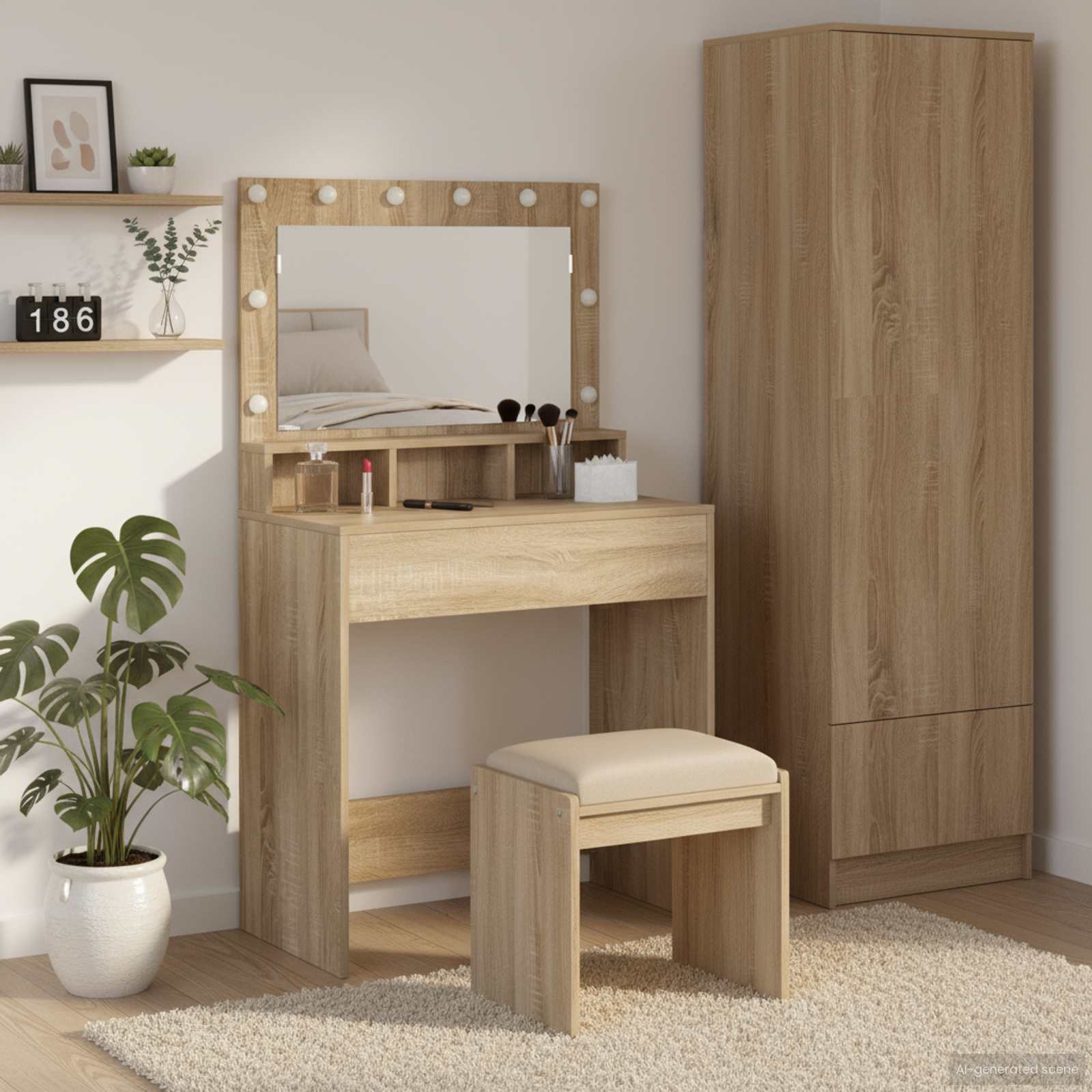vidaXL Toaletka Dąb Sonoma 75,5 x 41 x 135 cm Materiał drewnopochodny