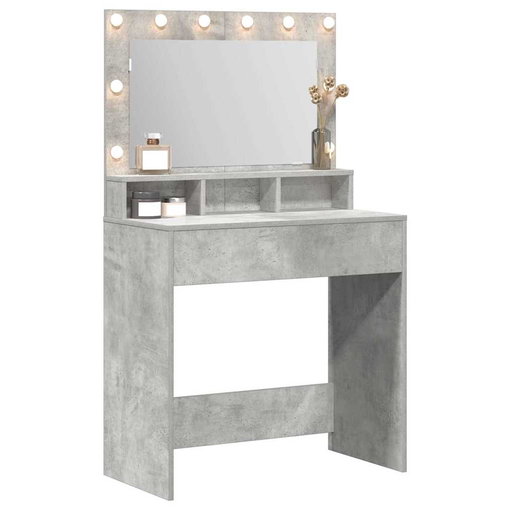 vidaXL Toaletka z półką Z lustrem Betonowy szary 78,5 x 41 x 135 cm