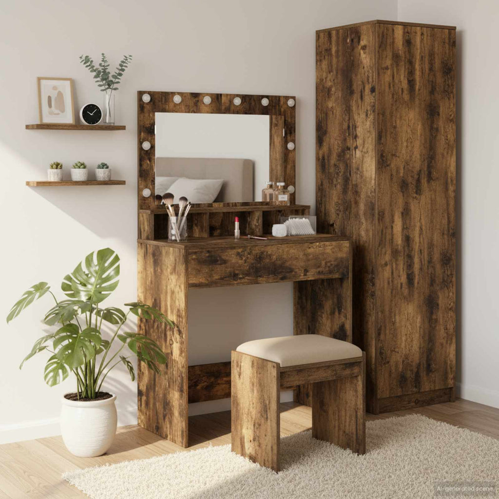 vidaXL Toaletka Dąb wędzony 75,5 x 41 x 135 cm Materiał drewnopochodny