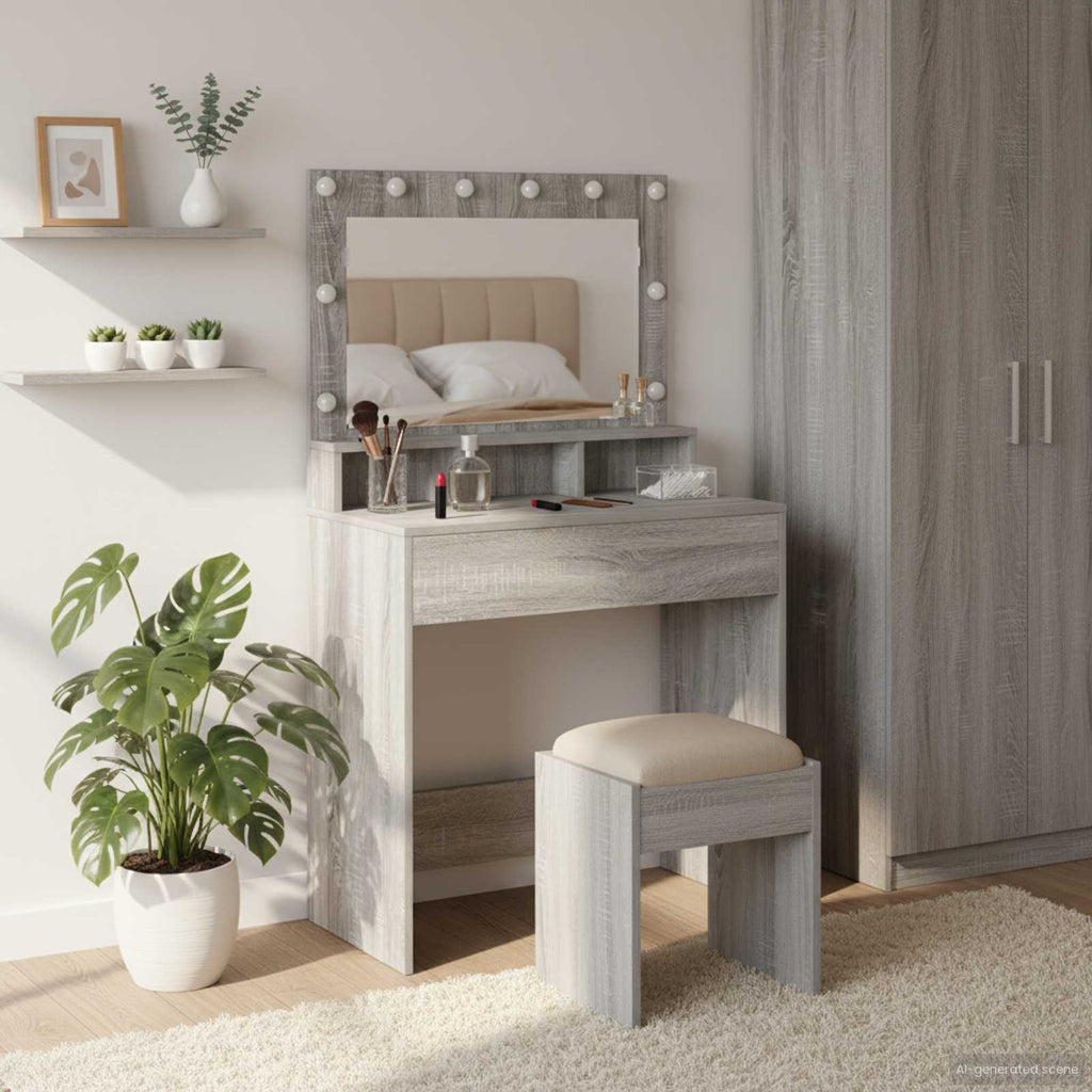 vidaXL Toaletka z półką Z lustrem Szary Sonoma 78,5 x 41 x 135 cm