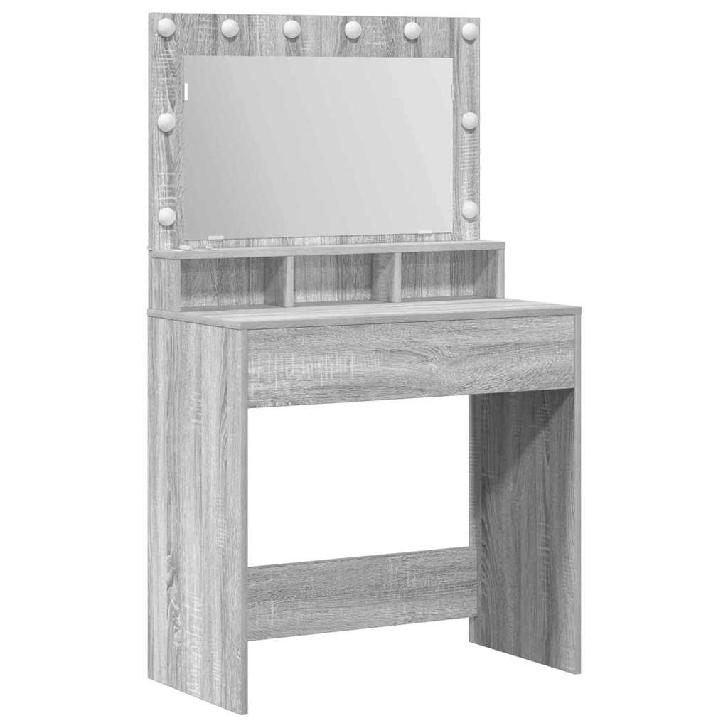vidaXL Toaletka z półką Z lustrem Szary Sonoma 78,5 x 41 x 135 cm