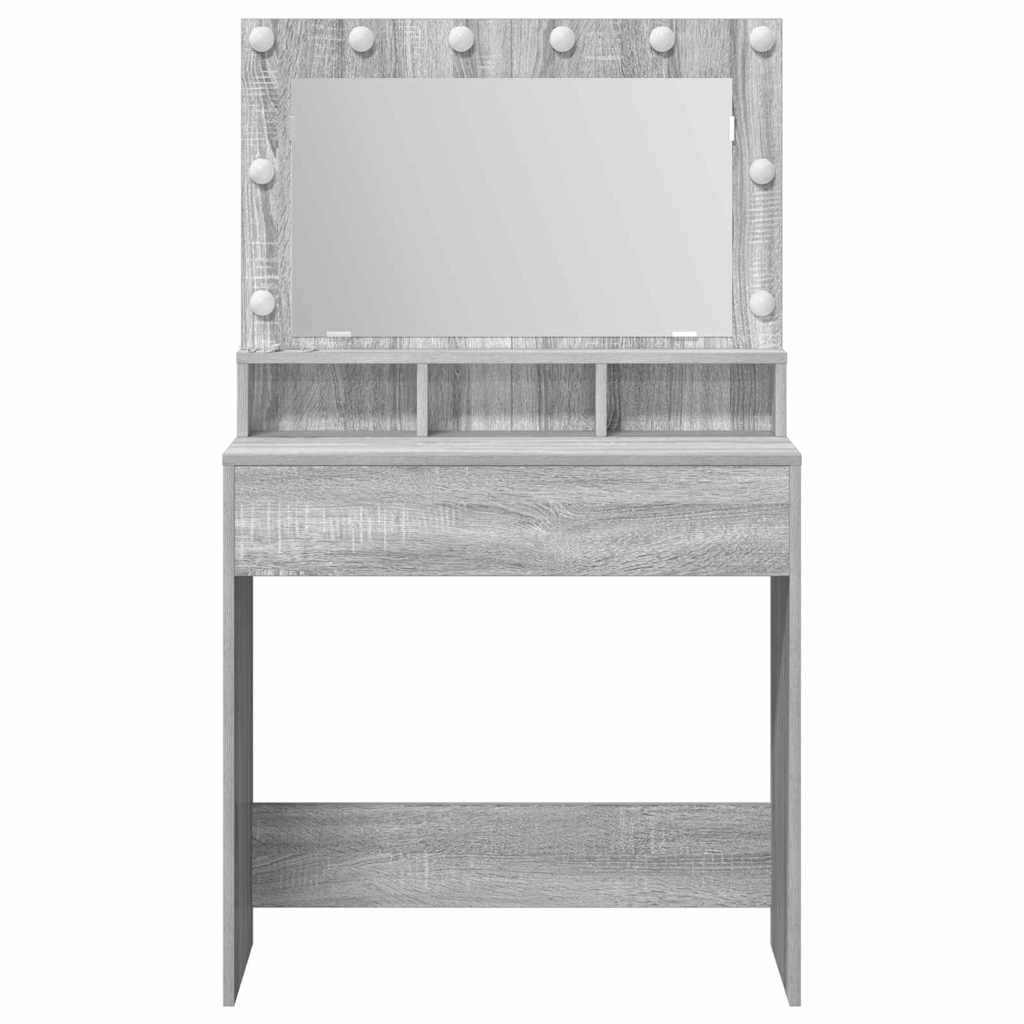 vidaXL Toaletka z półką Z lustrem Szary Sonoma 78,5 x 41 x 135 cm