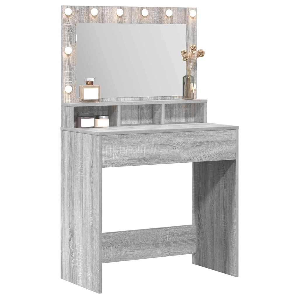 vidaXL Toaletka z półką Z lustrem Szary Sonoma 78,5 x 41 x 135 cm