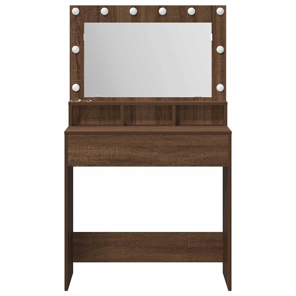 vidaXL Toaletka Brązowy dąb 75,5 x 41 x 135 cm Materiał drewnopochodny