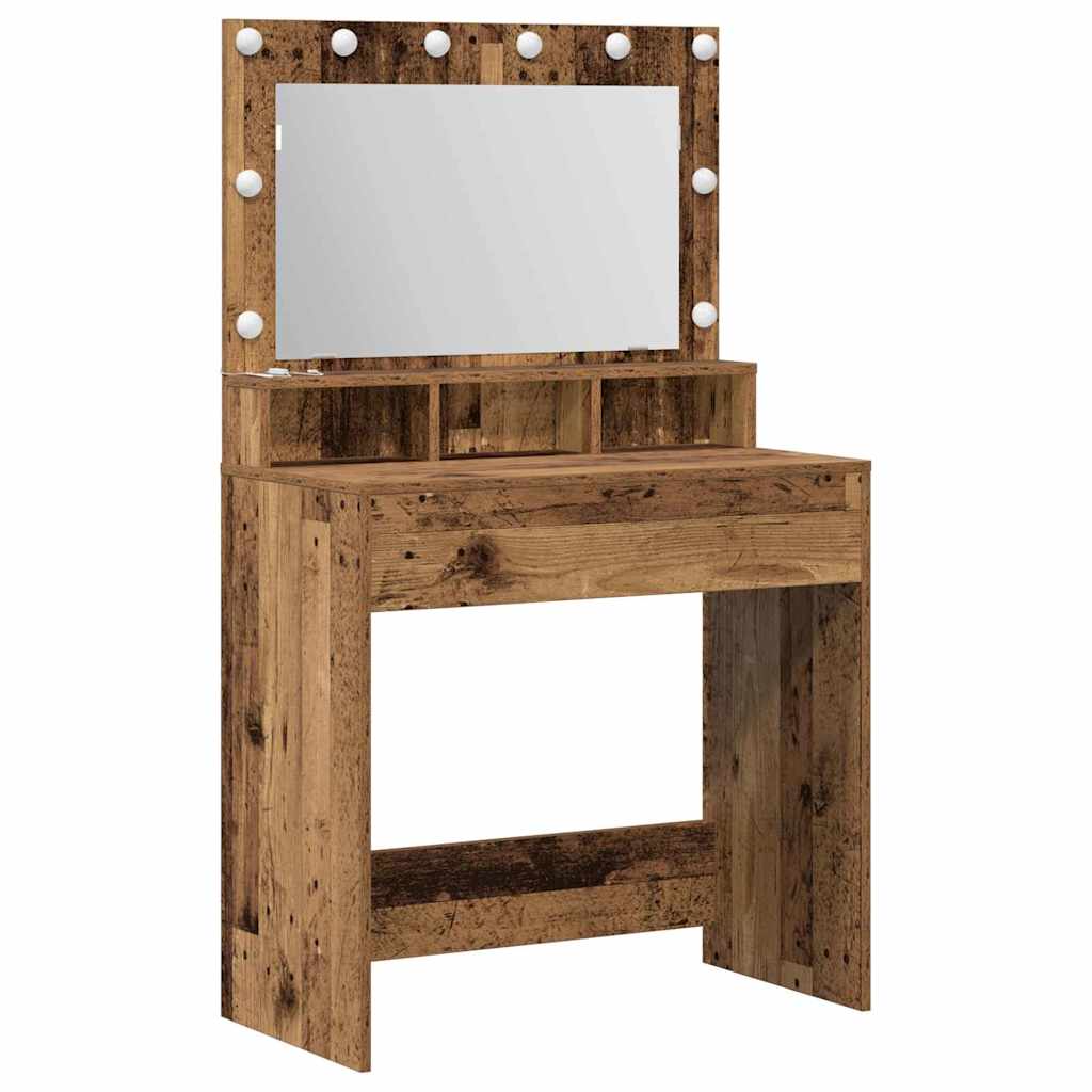 vidaXL Toaletka z półką Z lustrem Stare drewno 75,5 x 41 x 135 cm