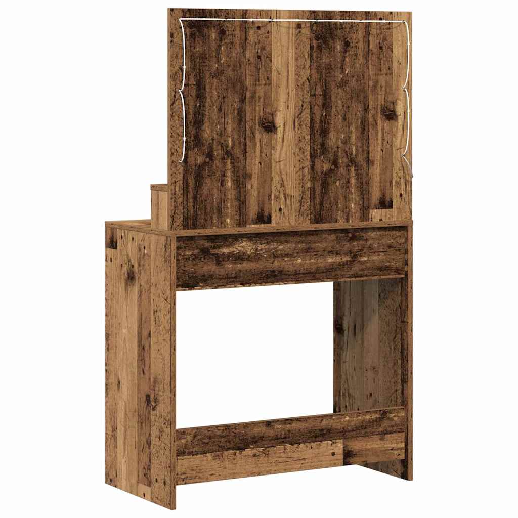 vidaXL Toaletka z półką Z lustrem Stare drewno 75,5 x 41 x 135 cm