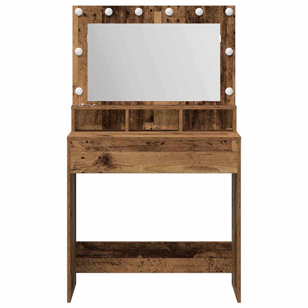 vidaXL Toaletka z półką Z lustrem Stare drewno 75,5 x 41 x 135 cm