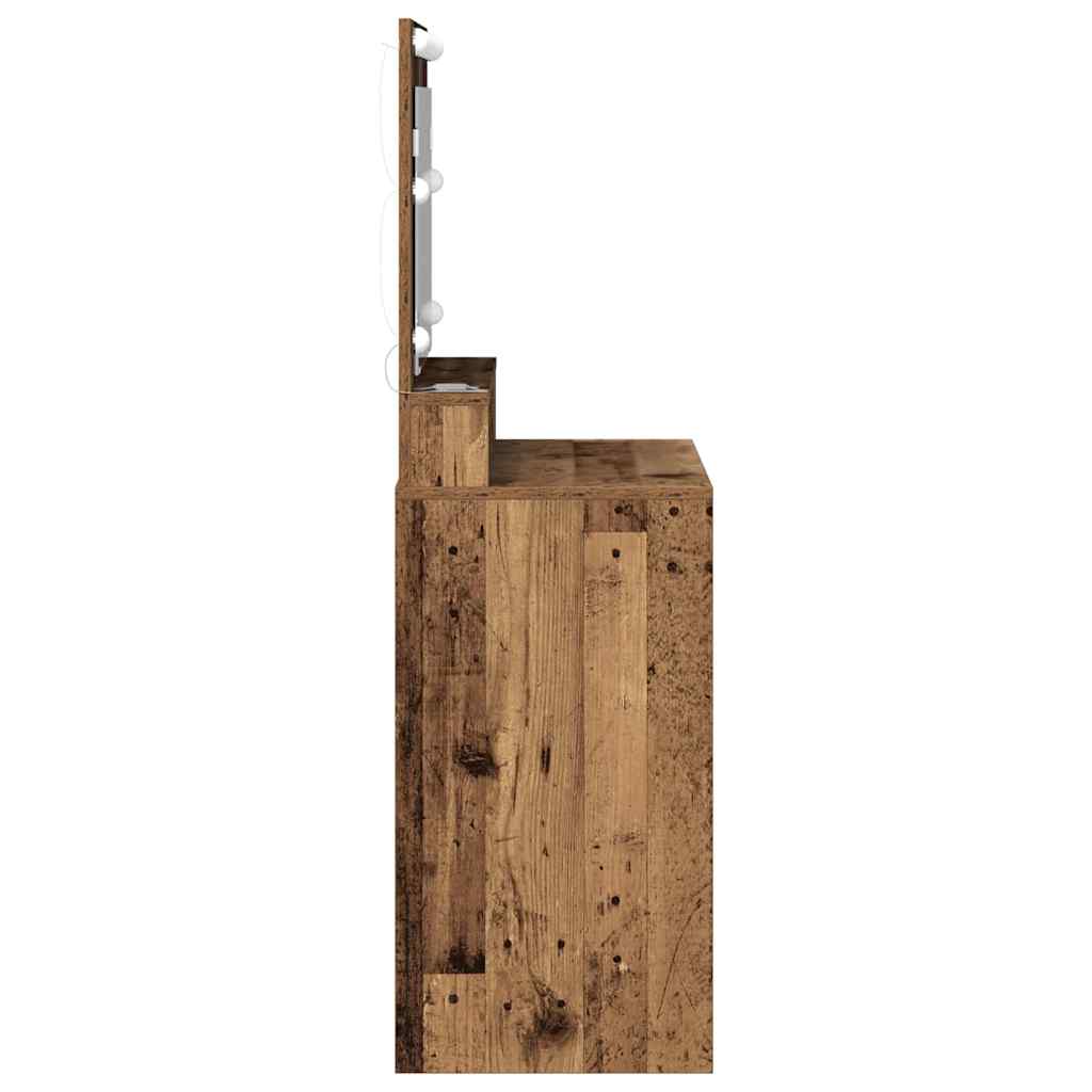 vidaXL Toaletka z półką Z lustrem Stare drewno 75,5 x 41 x 135 cm