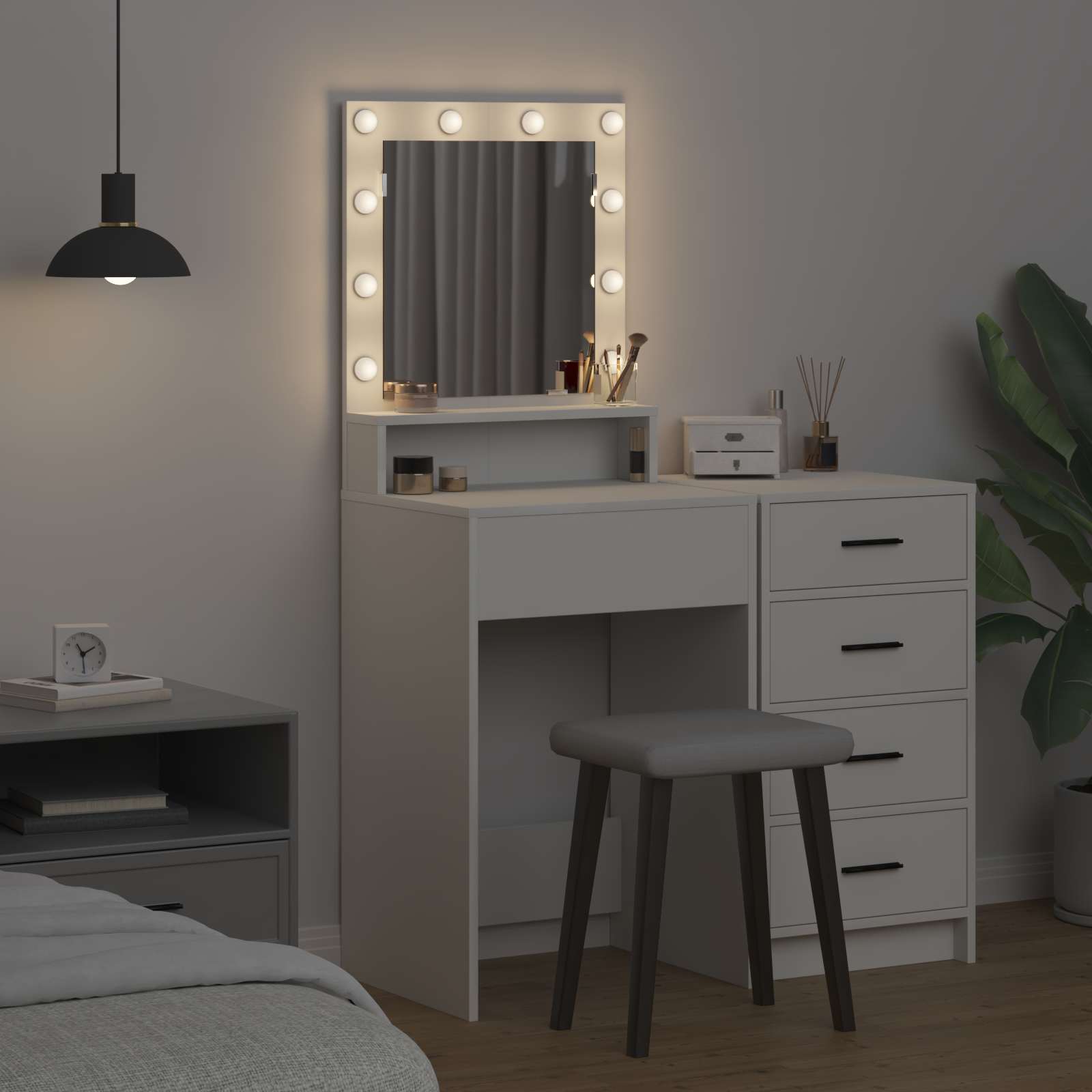 vidaXL Toaletka z półką Biały 50 x 41 x 135 cm Materiał drewnopochodny