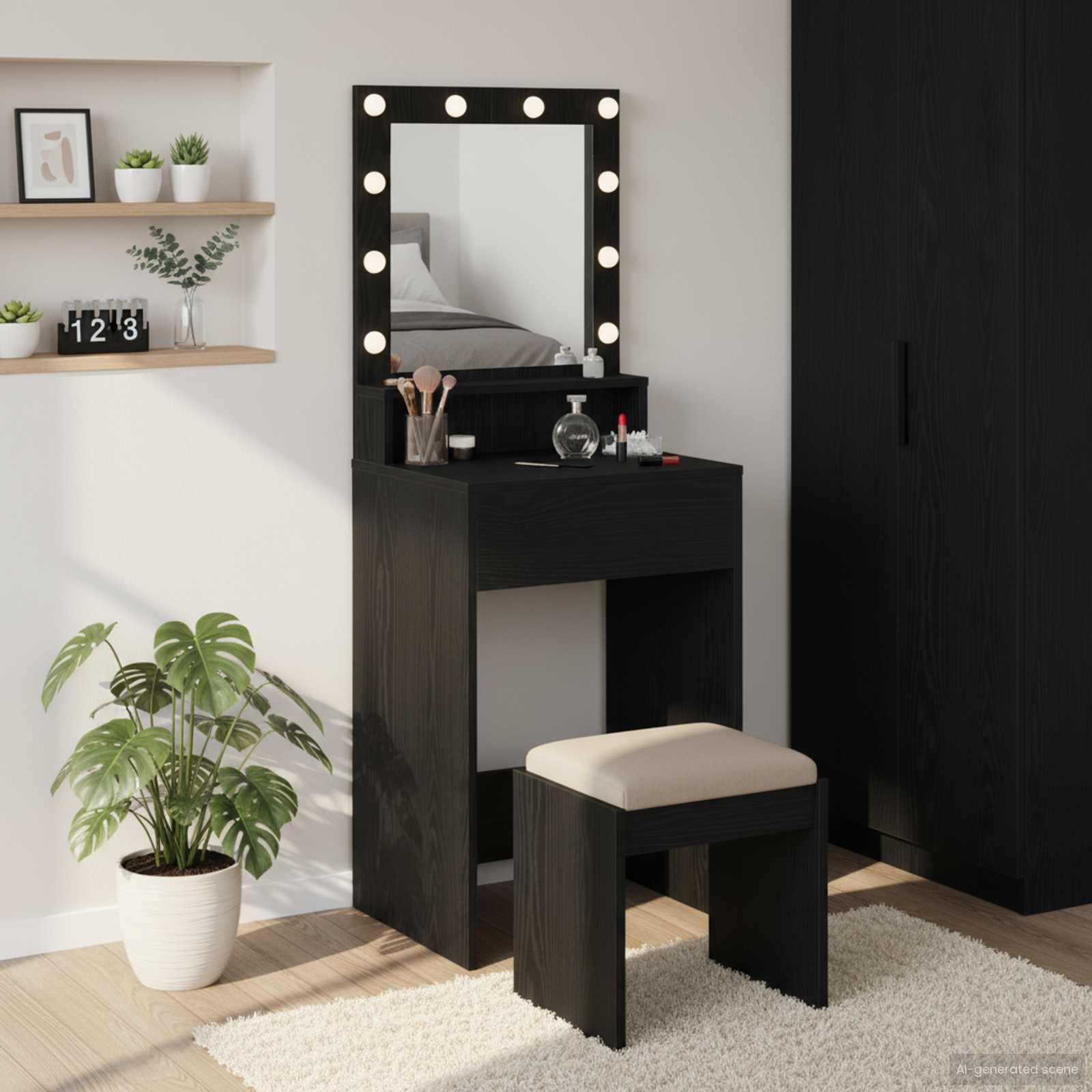 vidaXL Toaletka Czarny Dąb 50 x 41 x 135 cm Materiał drewnopochodny