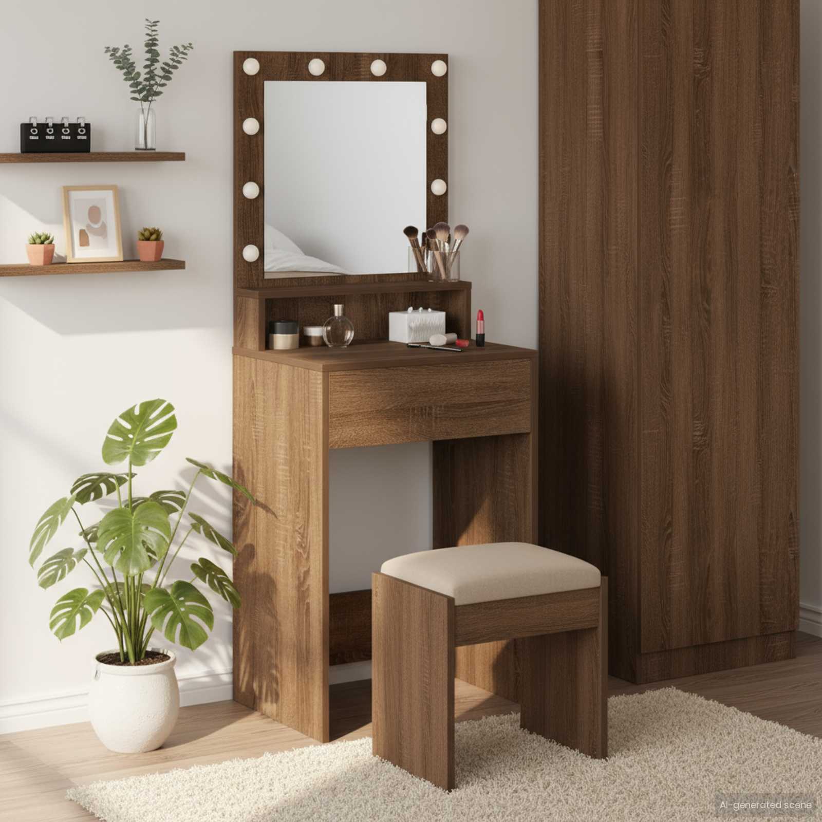 vidaXL Toaletka Brązowy dąb 50 x 41 x 135 cm Materiał drewnopochodny