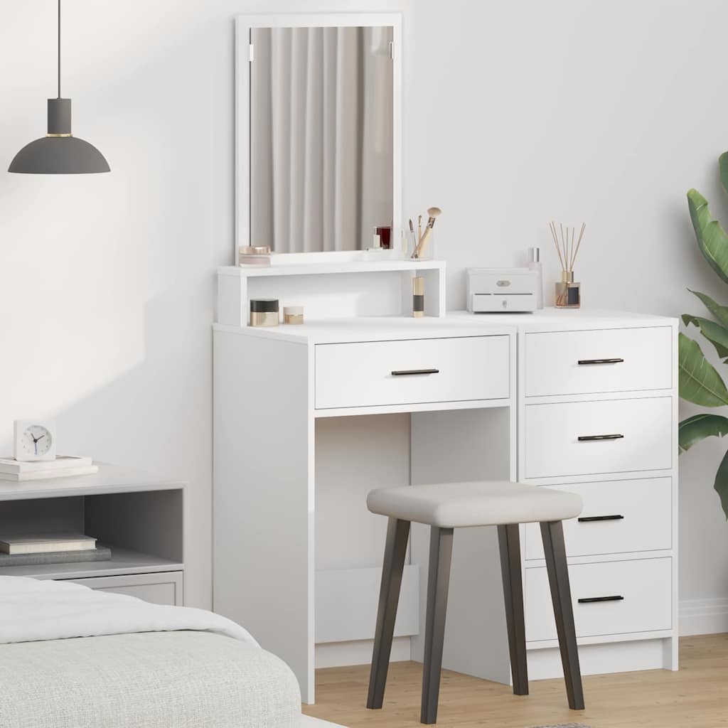 vidaXL Toaletka z półką Biały 50 x 41 x 140 cm Materiał drewnopochodny