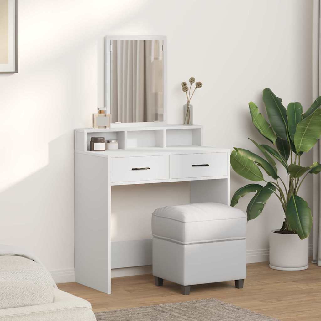vidaXL Toaletka z półką Biały 79 x 41 x 140 cm Materiał drewnopochodny
