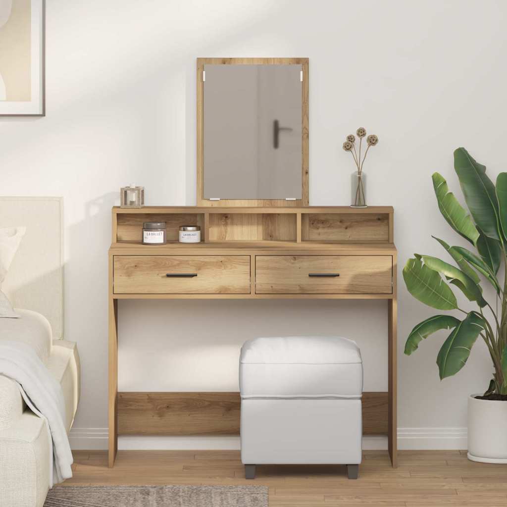 vidaXL Toaletka z szufladą z półką Dąb rzemieślniczy 100 x 41 x 140 cm