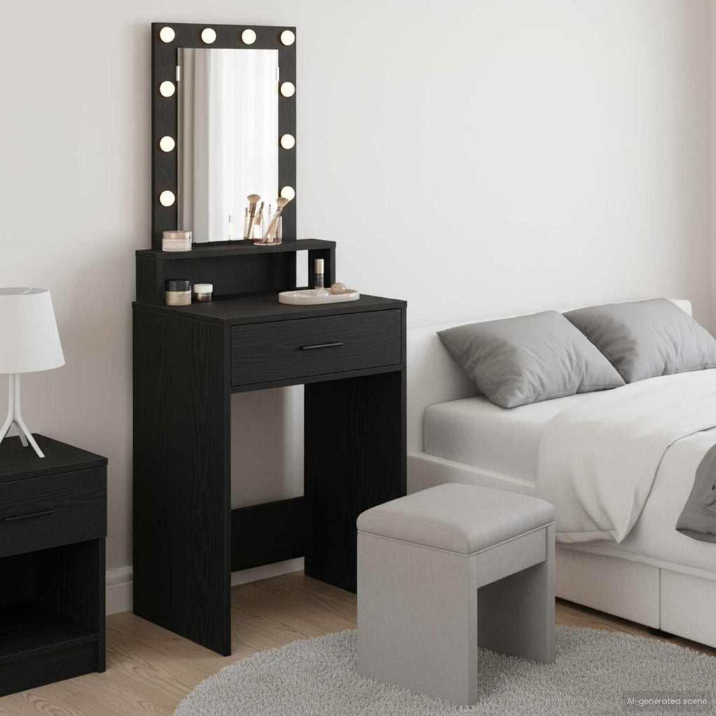 vidaXL Toaletka Czarny 50 x 41 x 140 cm Materiał drewnopochodny