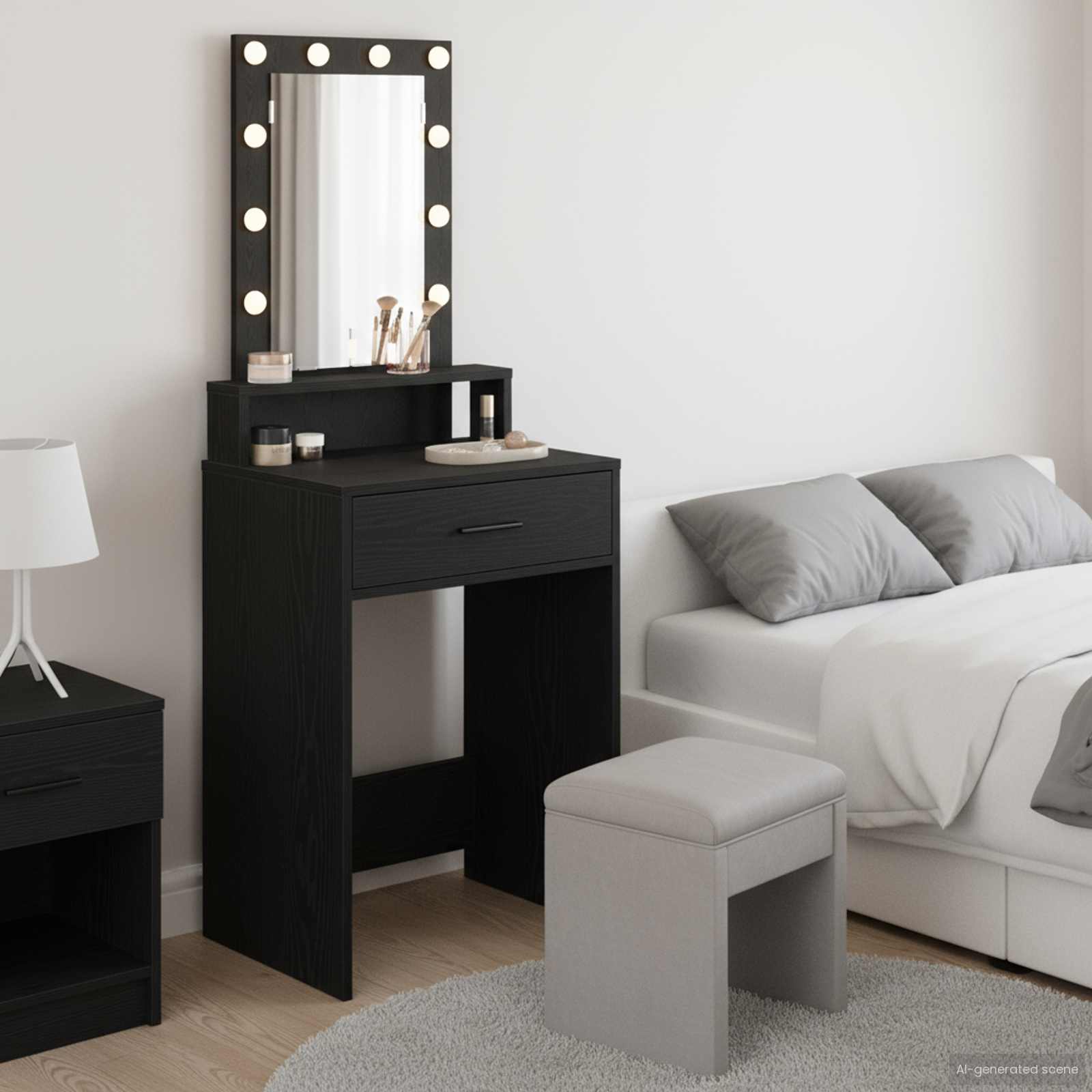 vidaXL Toaletka Czarny 50 x 41 x 140 cm Materiał drewnopochodny