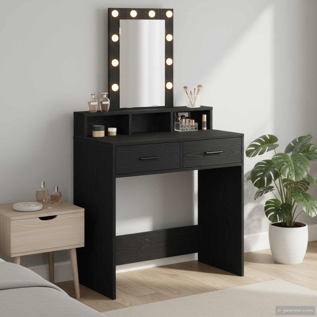 vidaXL Toaletka Czarny 79 x 41 x 140 cm Materiał drewnopochodny