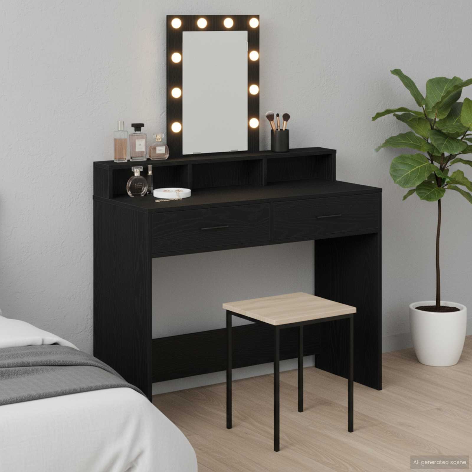 vidaXL Toaletka Czarny 100 x 41 x 140 cm Materiał drewnopochodny