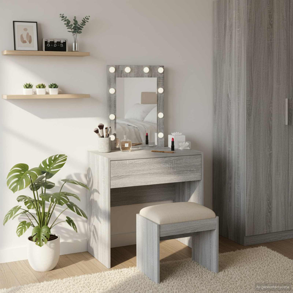 vidaXL Toaletka Szary 60 x 40 x 70 cm Materiał drewnopochodny