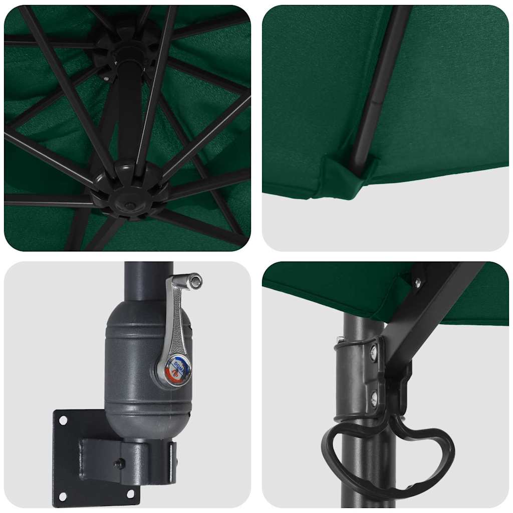 vidaXL Parasolka ogrodowa Zielony 248 x 248 x 148 cm Poliester i Stal