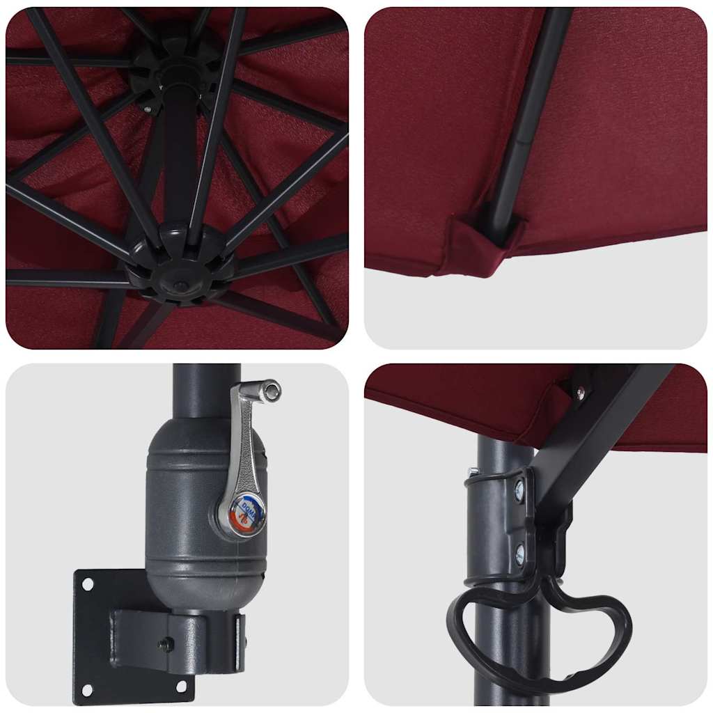 vidaXL Parasolka ogrodowa Bordeaux Czerwony 248 x 248 x 148 cm
