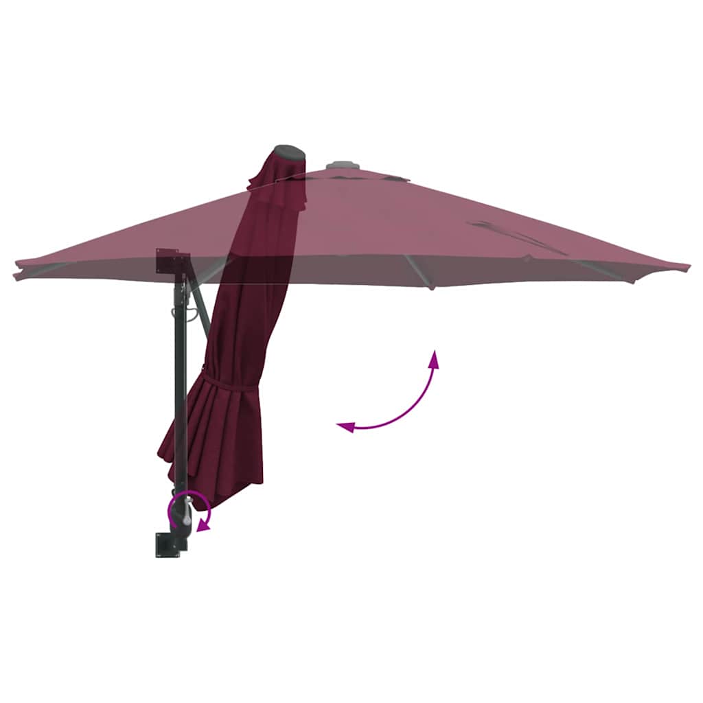 vidaXL Parasolka ogrodowa Bordeaux Czerwony 248 x 248 x 148 cm