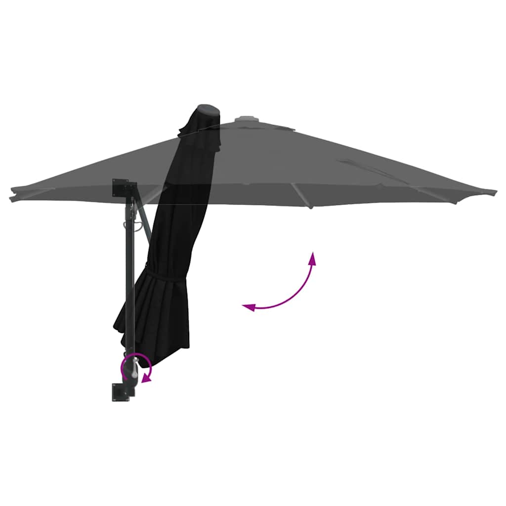 vidaXL Parasolka ogrodowa Czarny 248 x 248 x 148 cm Poliester i Stal