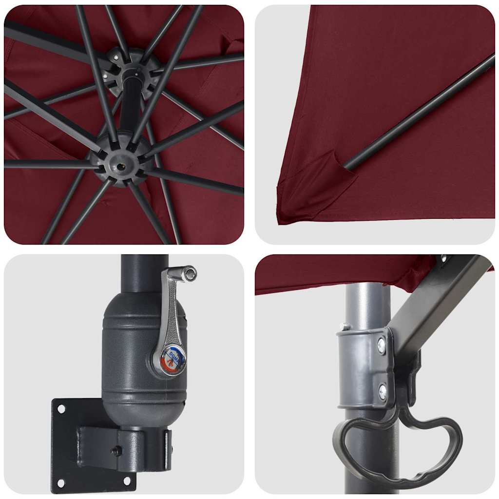 vidaXL Parasolka ogrodowa Bordeaux Czerwony 248,5 x 247,5 x 160 cm