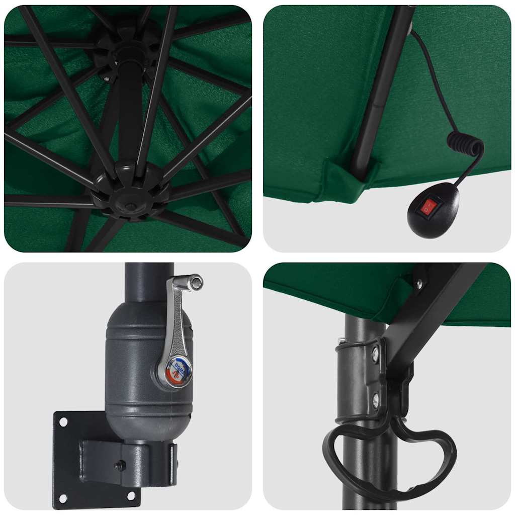 vidaXL Parasolka ogrodowa Zielony 248 x 248 x 148 cm Poliester i Stal