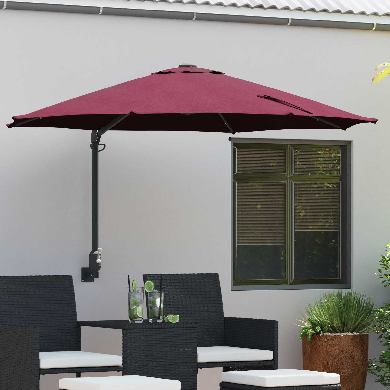 vidaXL Parasolka ogrodowa Bordeaux Czerwony 248 x 248 x 148 cm
