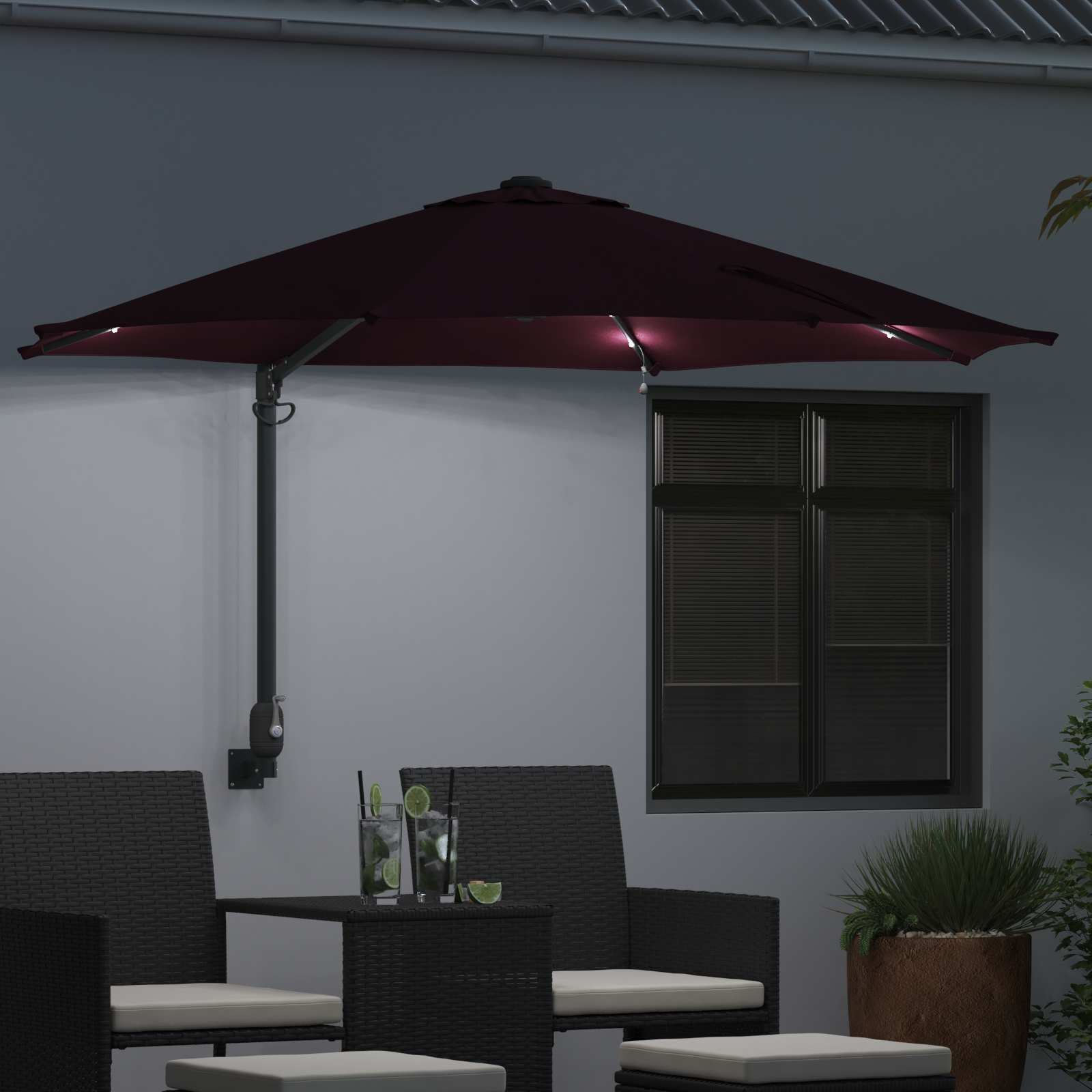 vidaXL Parasolka ogrodowa Bordeaux Czerwony 248 x 248 x 148 cm