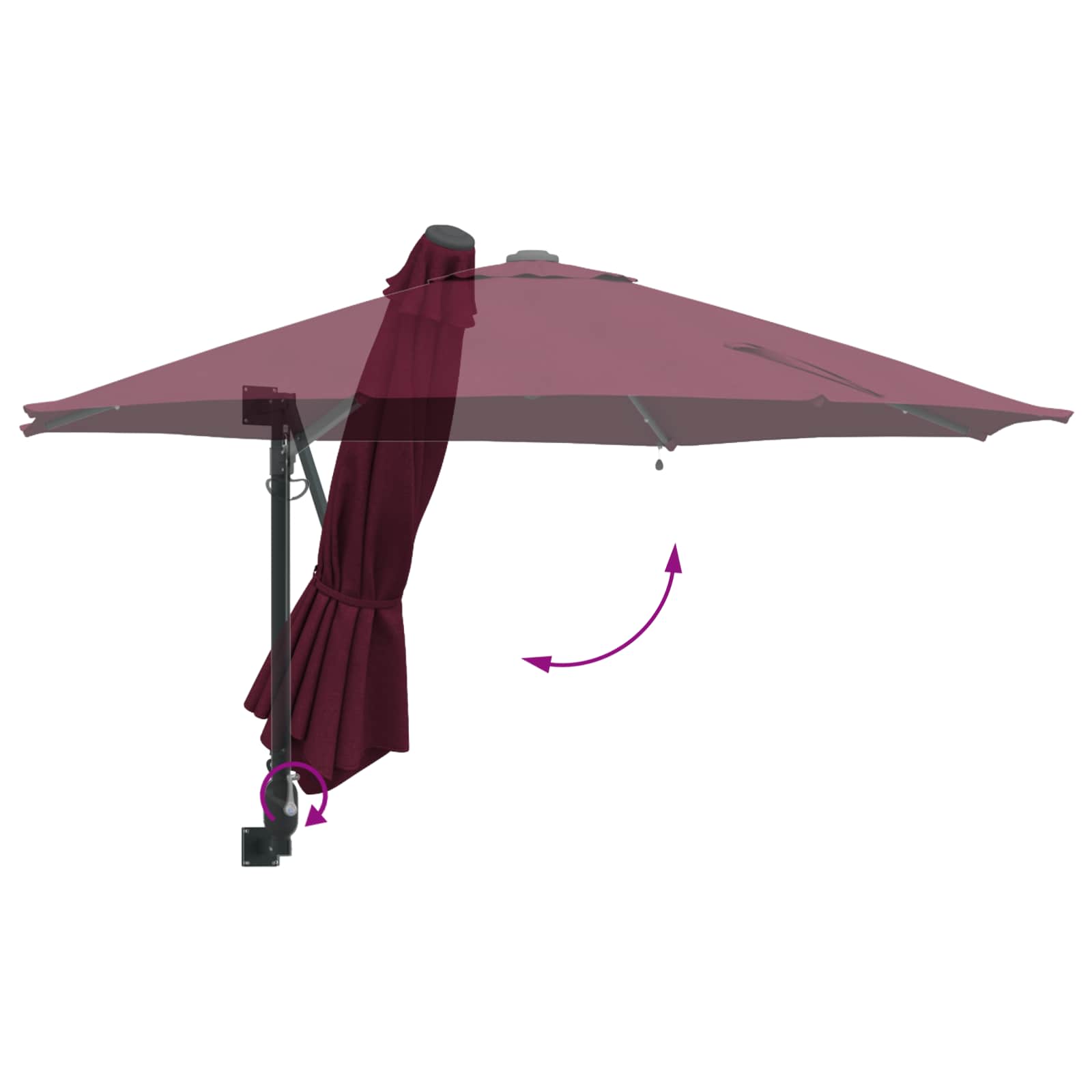 vidaXL Parasolka ogrodowa Bordeaux Czerwony 248 x 248 x 148 cm