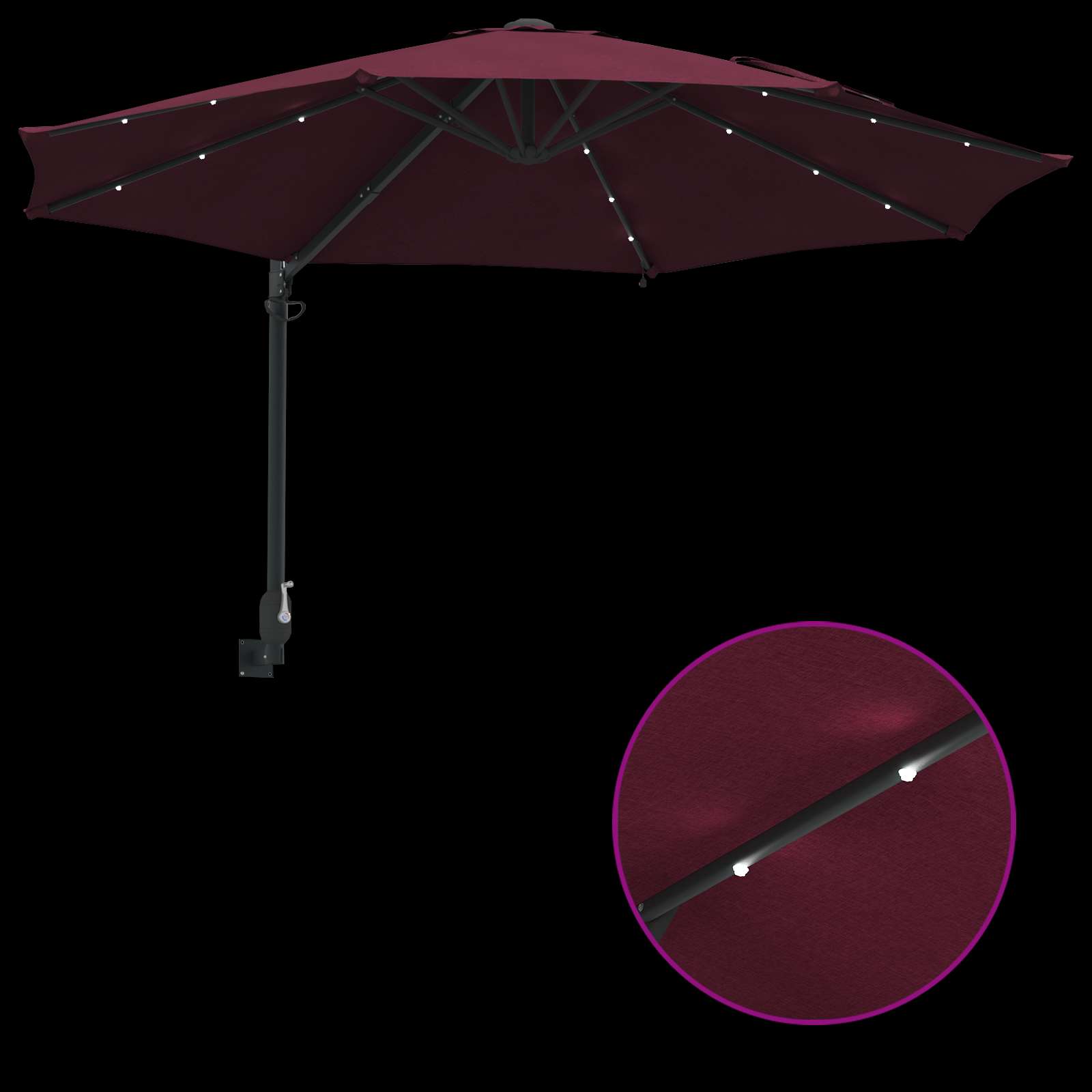 vidaXL Parasolka ogrodowa Bordeaux Czerwony 248 x 248 x 148 cm