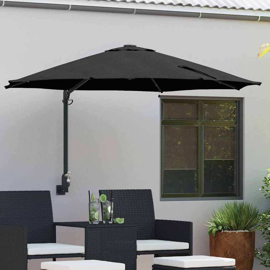 vidaXL Parasolka ogrodowa Czarny 248 x 248 x 148 cm Poliester i Stal