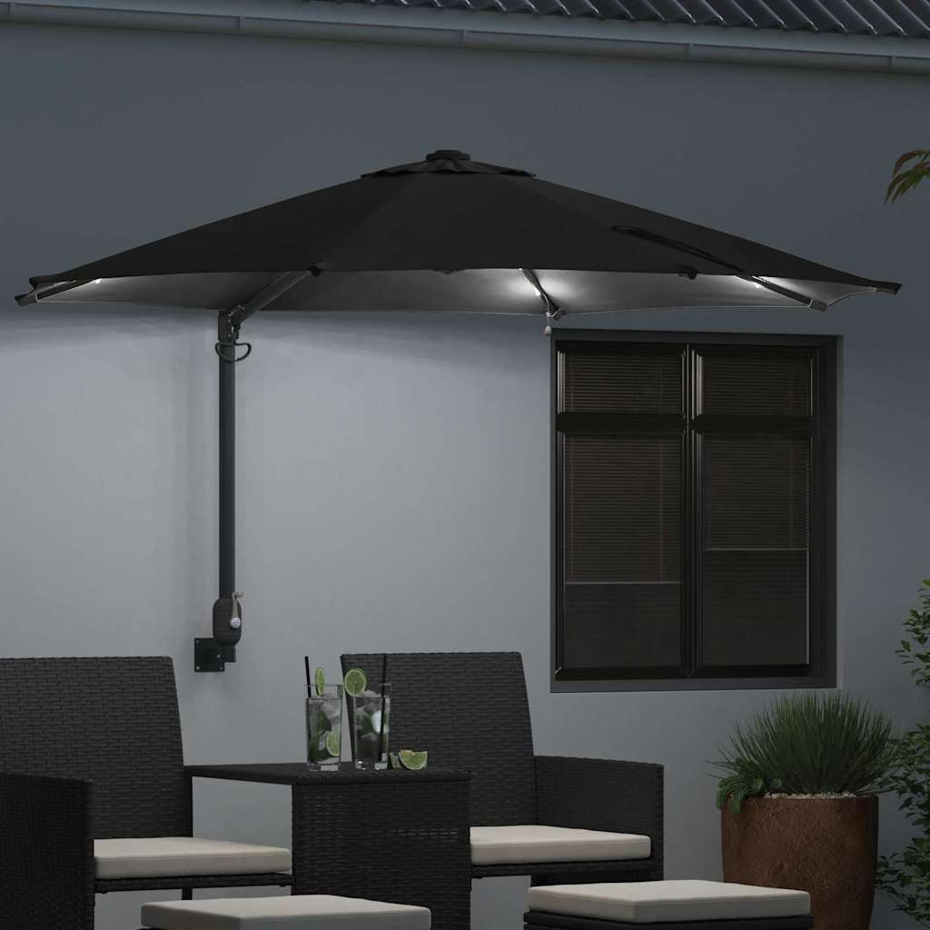 vidaXL Parasolka ogrodowa Czarny 248 x 248 x 148 cm Poliester i Stal
