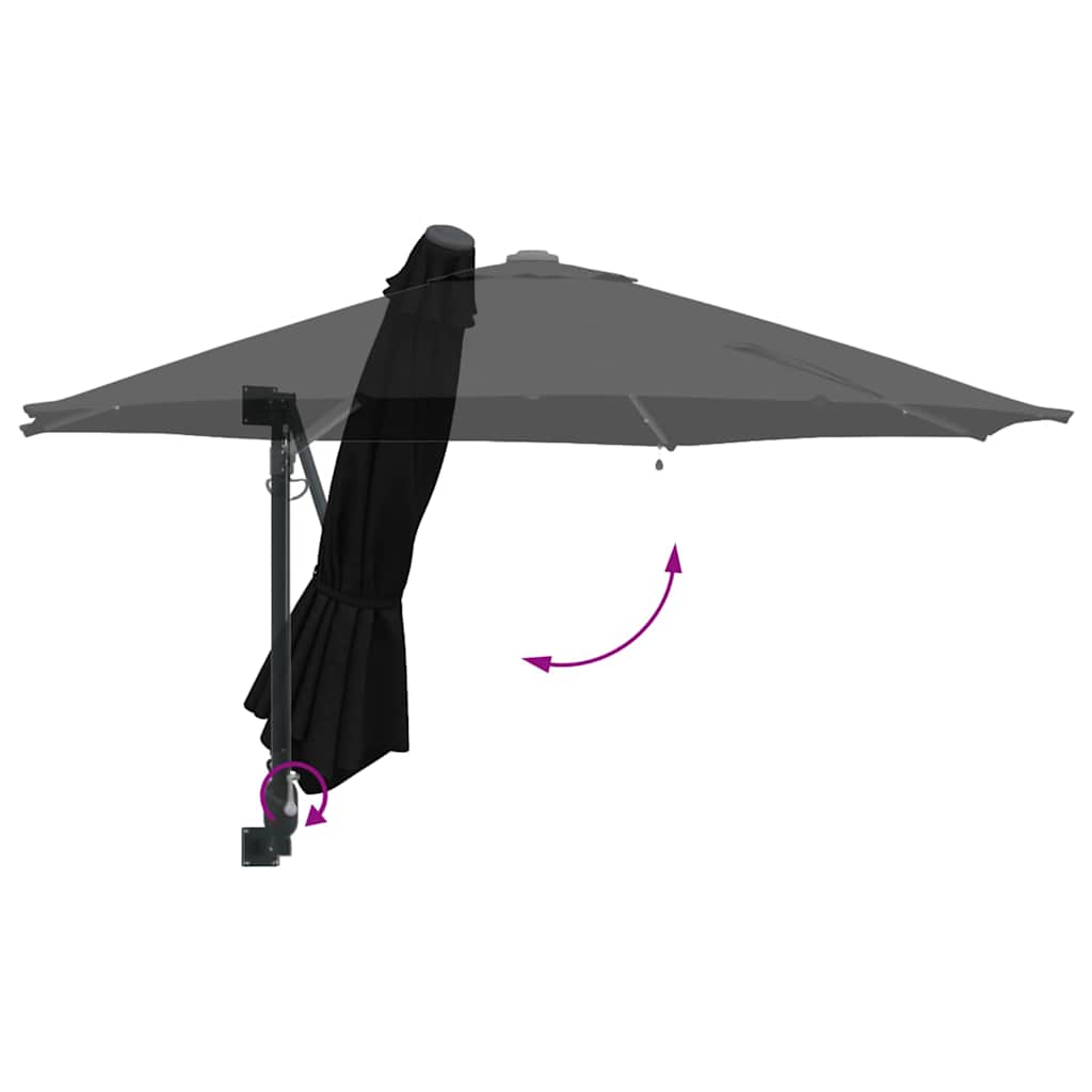 vidaXL Parasolka ogrodowa Czarny 248 x 248 x 148 cm Poliester i Stal