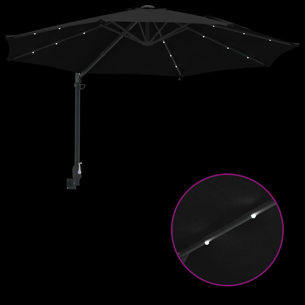 vidaXL Parasolka ogrodowa Czarny 248 x 248 x 148 cm Poliester i Stal