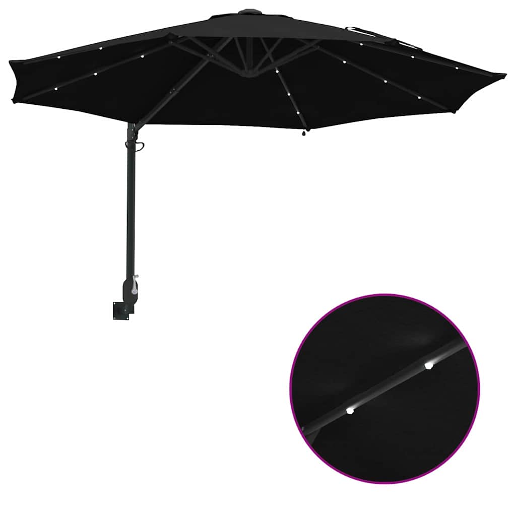 vidaXL Parasolka ogrodowa Czarny 248 x 248 x 148 cm Poliester i Stal