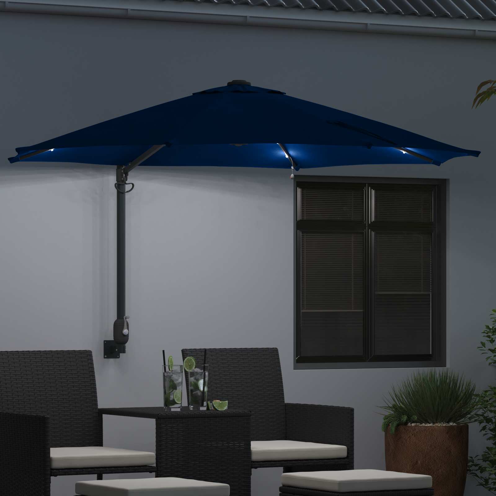 vidaXL Parasolka ogrodowa Niebieski azur 248 x 248 x 148 cm