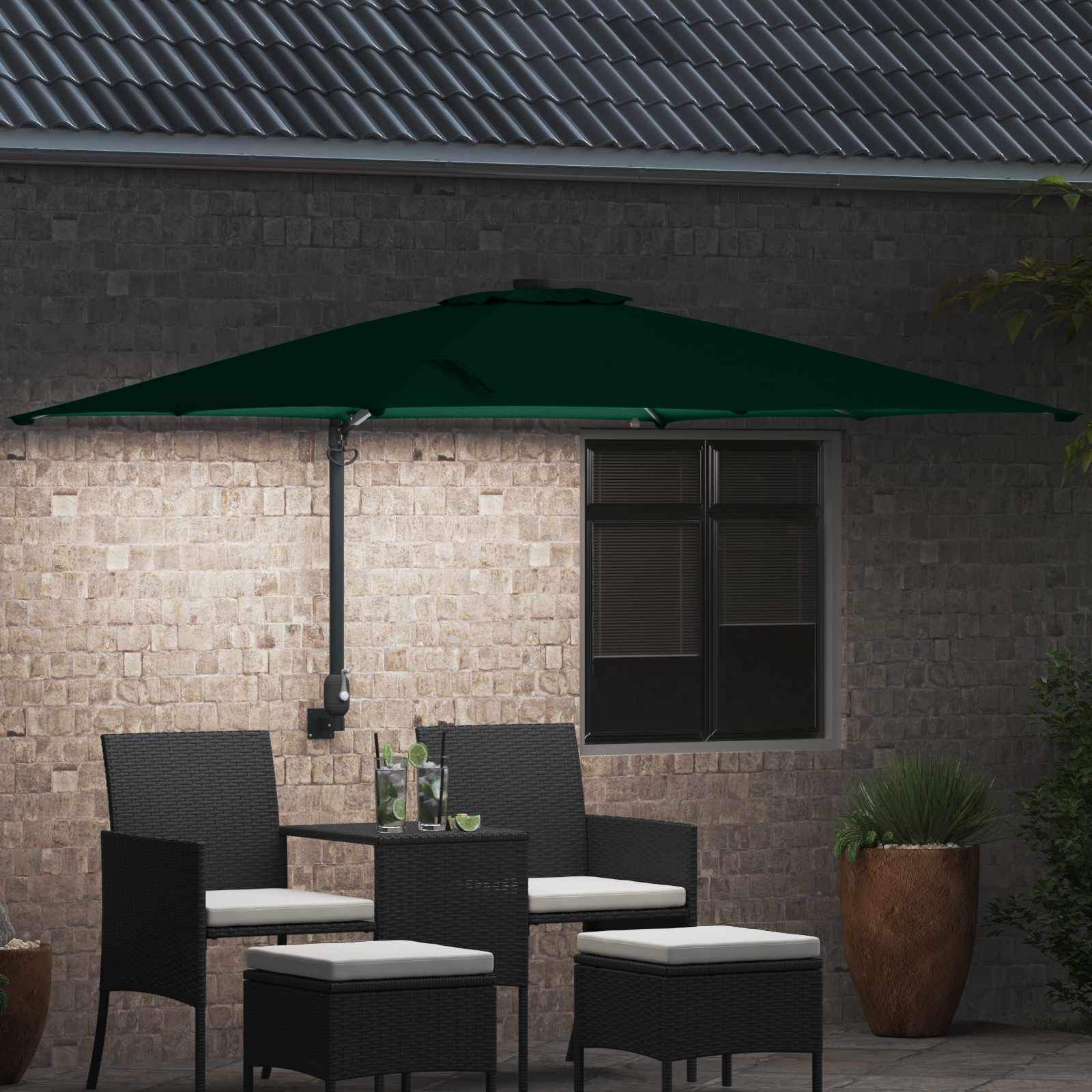 vidaXL Parasolka ogrodowa Ze LED Lights Zielony 248,5 x 247,5 x 160 cm