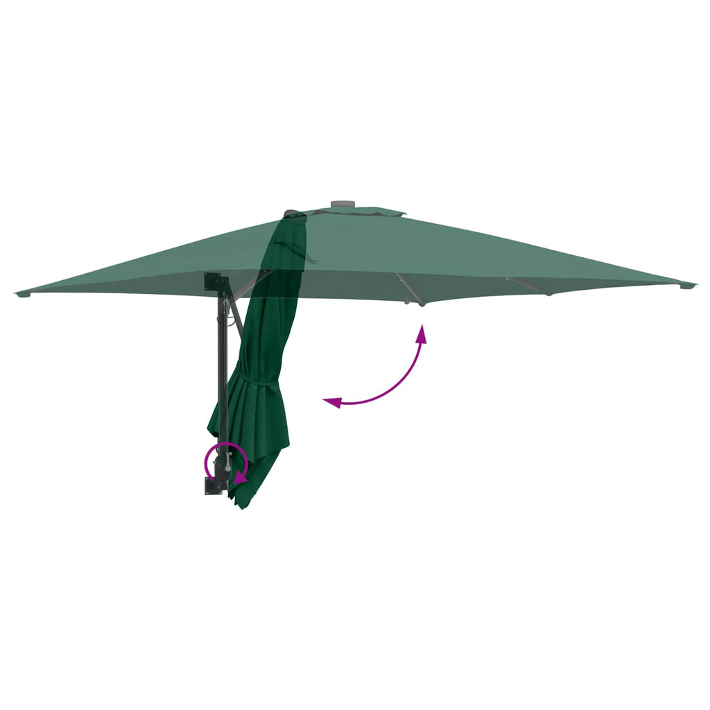 vidaXL Parasolka ogrodowa Ze LED Lights Zielony 248,5 x 247,5 x 160 cm