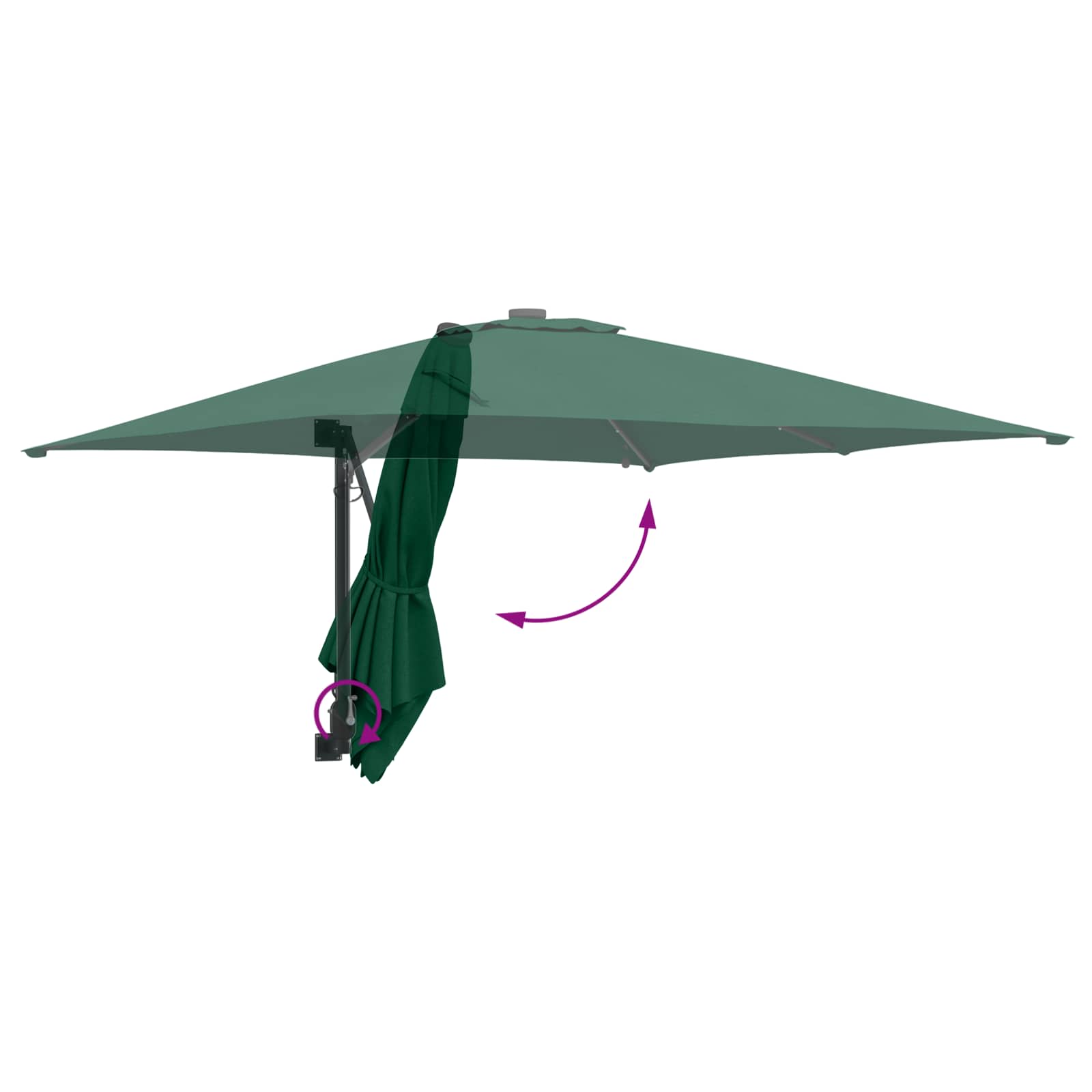 vidaXL Parasolka ogrodowa Ze LED Lights Zielony 248,5 x 247,5 x 160 cm