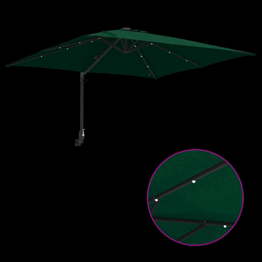 vidaXL Parasolka ogrodowa Ze LED Lights Zielony 248,5 x 247,5 x 160 cm