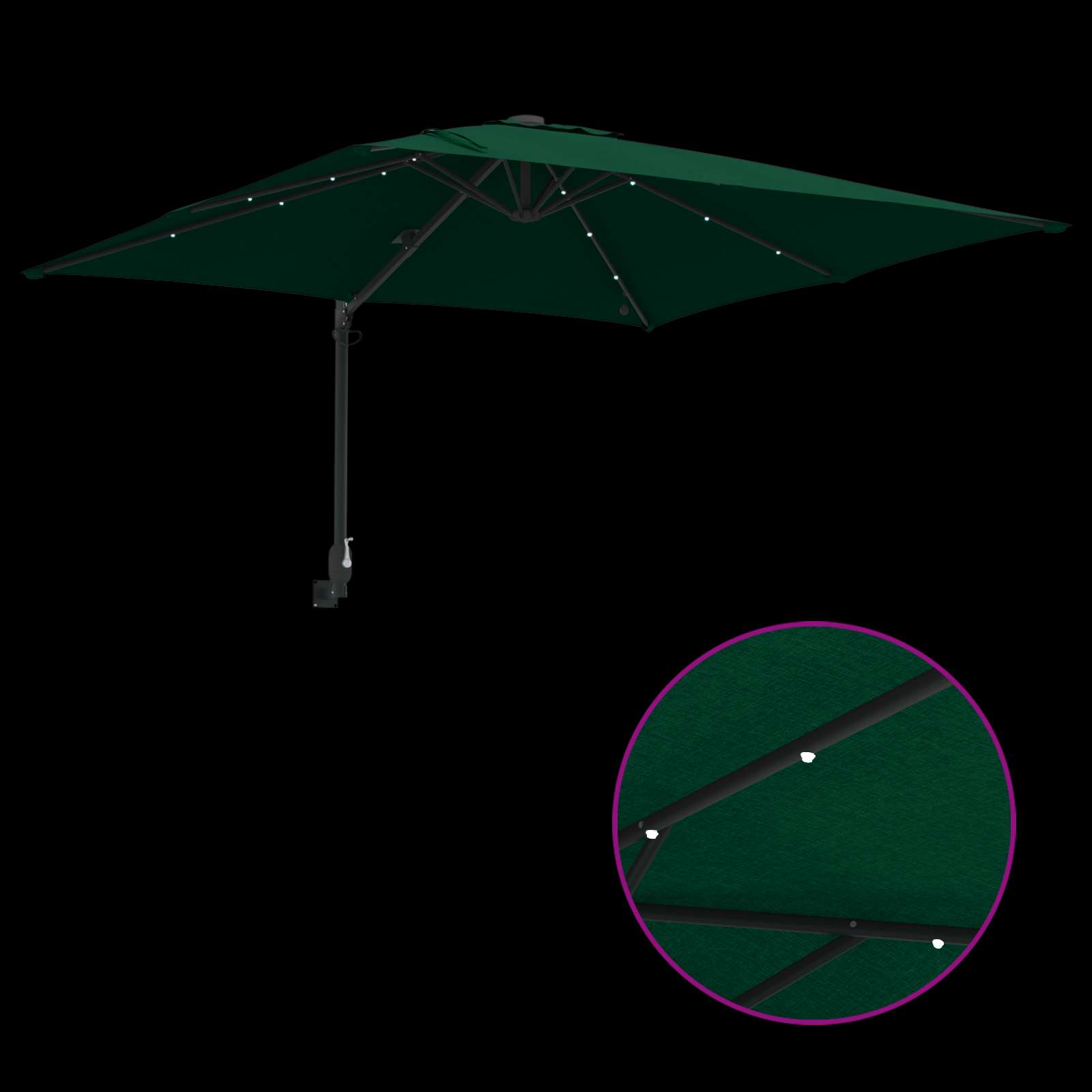vidaXL Parasolka ogrodowa Ze LED Lights Zielony 248,5 x 247,5 x 160 cm