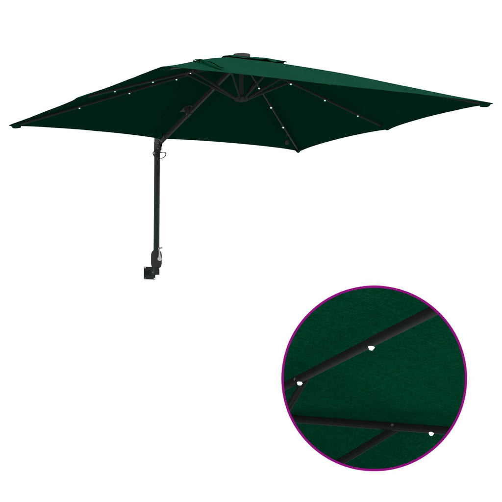 vidaXL Parasolka ogrodowa Ze LED Lights Zielony 248,5 x 247,5 x 160 cm