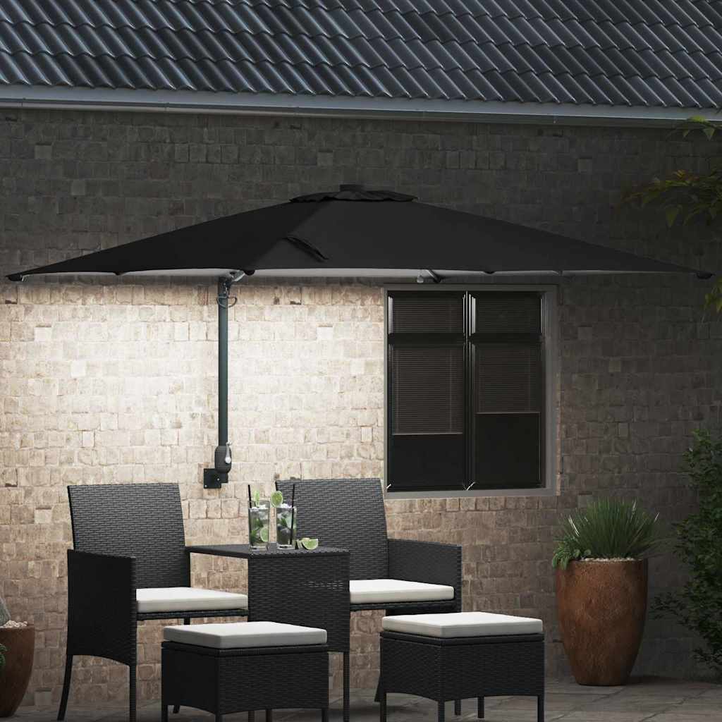 vidaXL Parasolka ogrodowa Ze LED Lights Czarny 248,5 x 247,5 x 160 cm